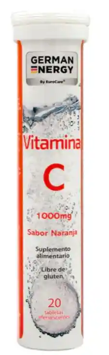 Vitamina C 1000mg 20 Tabs Efervescentes Sabor Naranja