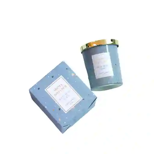 Vela De Terrazo De 150g Con Tapa Dorada Aroma Bluebell Rain