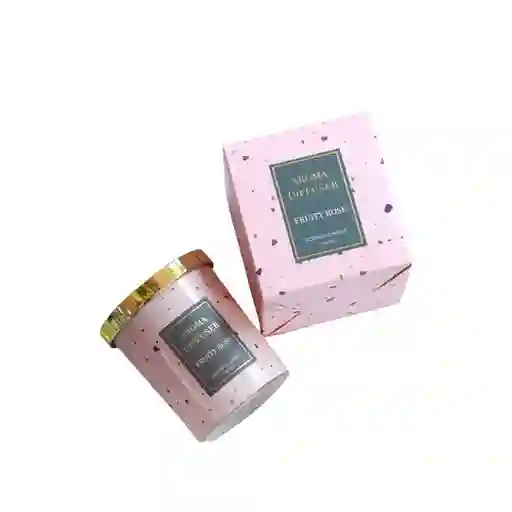 Vela De Terrazo De 150g Con Tapa Dorada Aroma Fruity Rose