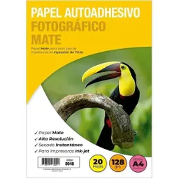 Papel Adhesivo Mate Fotografico - A4 128 Gr 20 Hojas