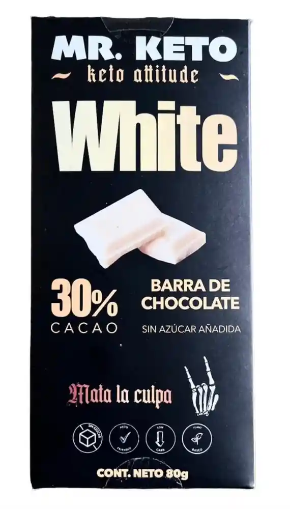 Mr. Keto · Barra Keto Chocolate White 80g - Chocolate Blanco
