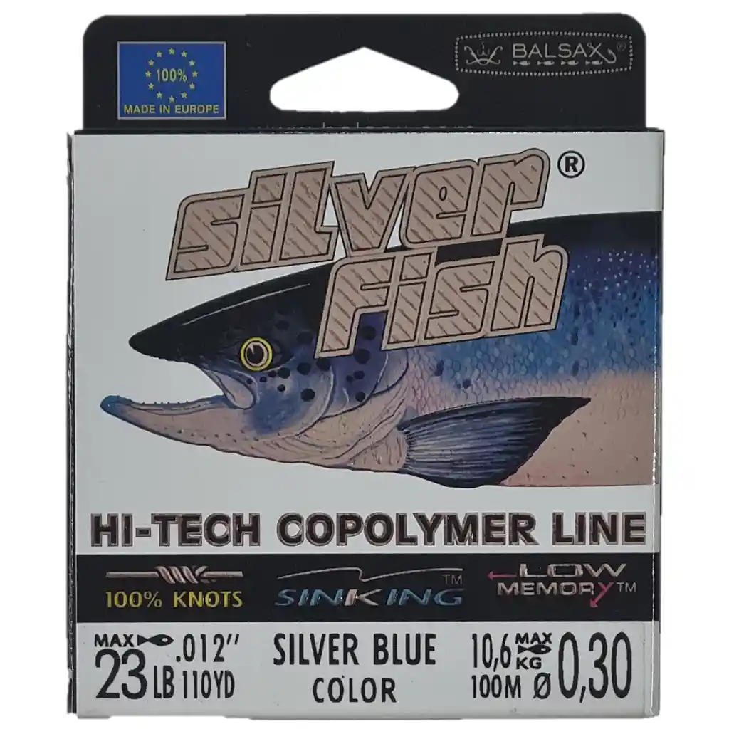 Nylon Balsax Silver Fish 0,30mm 100mtros 10,6kg Silver Blue Sinking