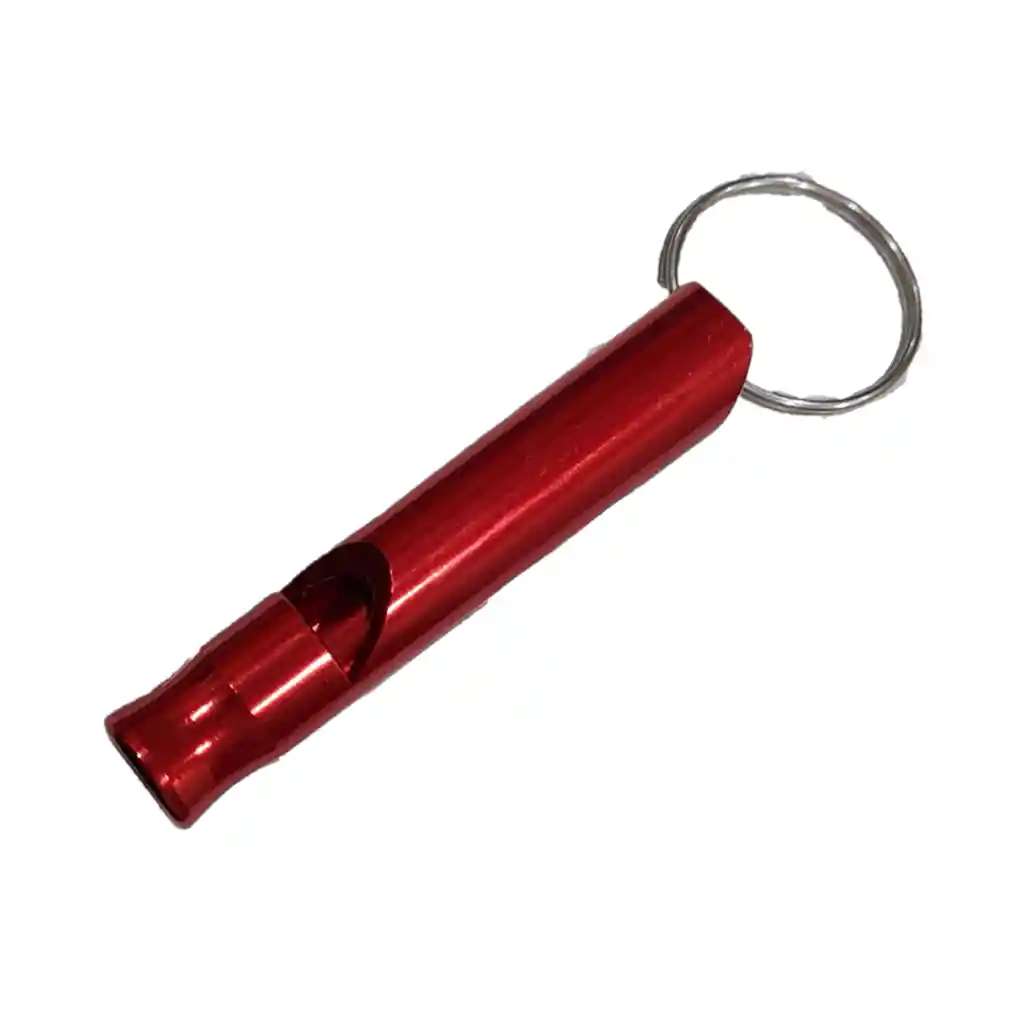 Silbato Aluminio Scout Vigilante Guardia 8grs Rojo Con Llavero