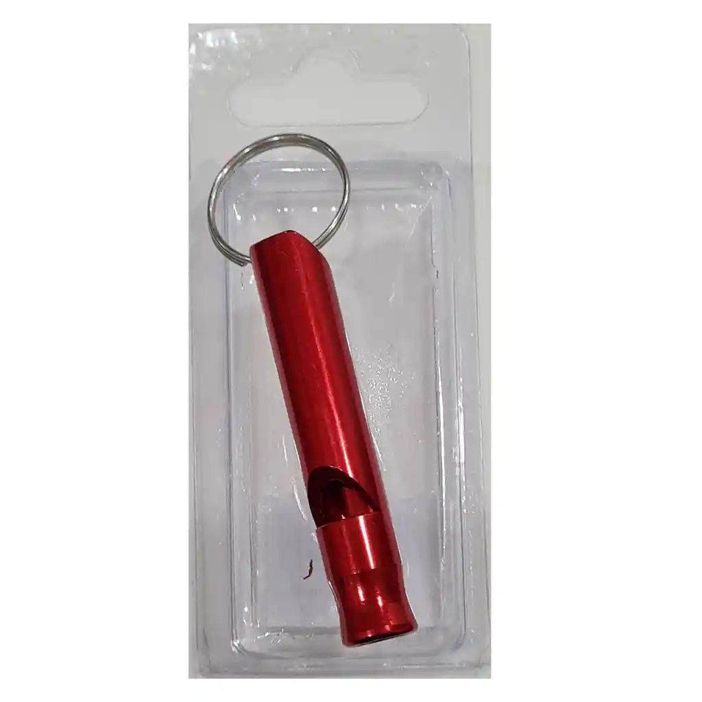 Silbato Aluminio Scout Vigilante Guardia 8grs Rojo Con Llavero