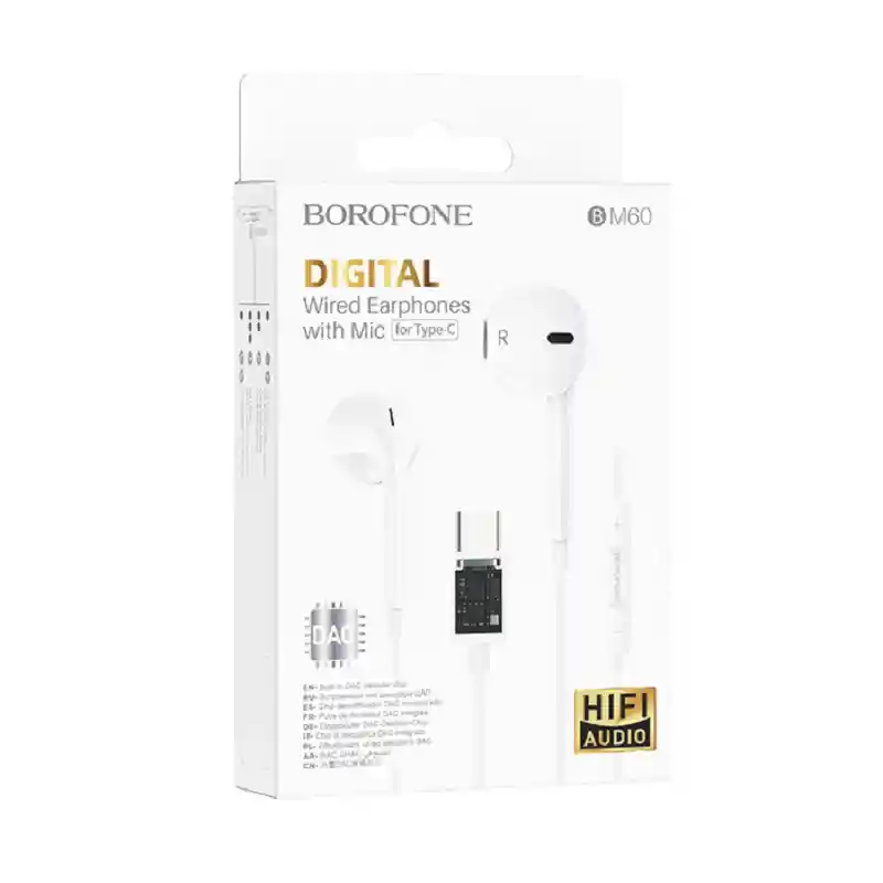 Audifonos Borofone Bm60 Tipo C Manos Libres Blanco