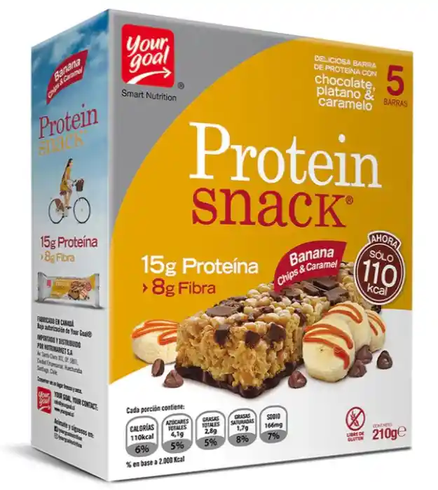 Caja 5 Protein Snack 42g Sabor Banana Chips & Caramel