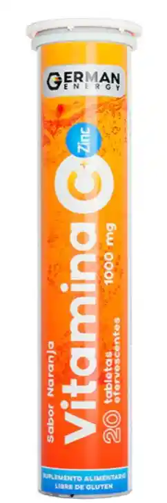 Vitamina C 1000mg + Zinc 20 Tabs Efervescentes Sabor Naranja