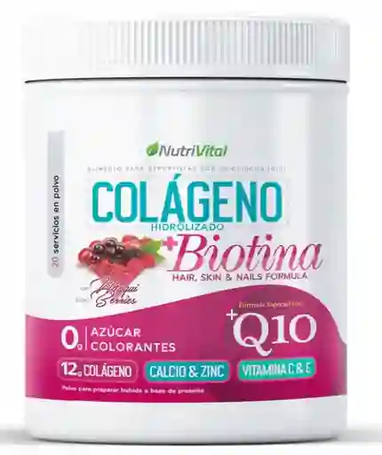  Colageno Hidrolizado 12G + Biotina + Coenzima Q10 300G Sabor Berries 