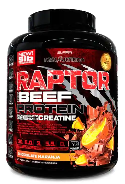 Raptor 100% Beef Protein 5 Lbs Sabor Chocolate Naranja