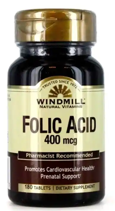 Folic Acid 400 Mcg 180 Tabletas