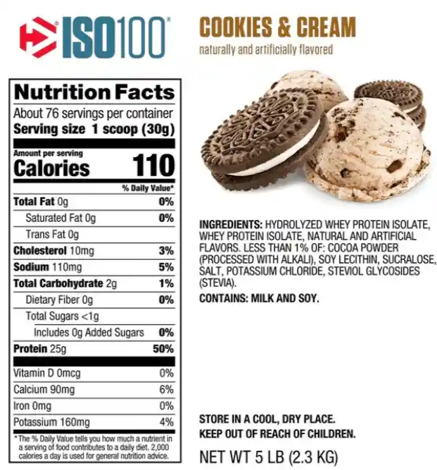   Protein A Iso100 Hydrolized 5Lbs Sabor Cookies And Cream 