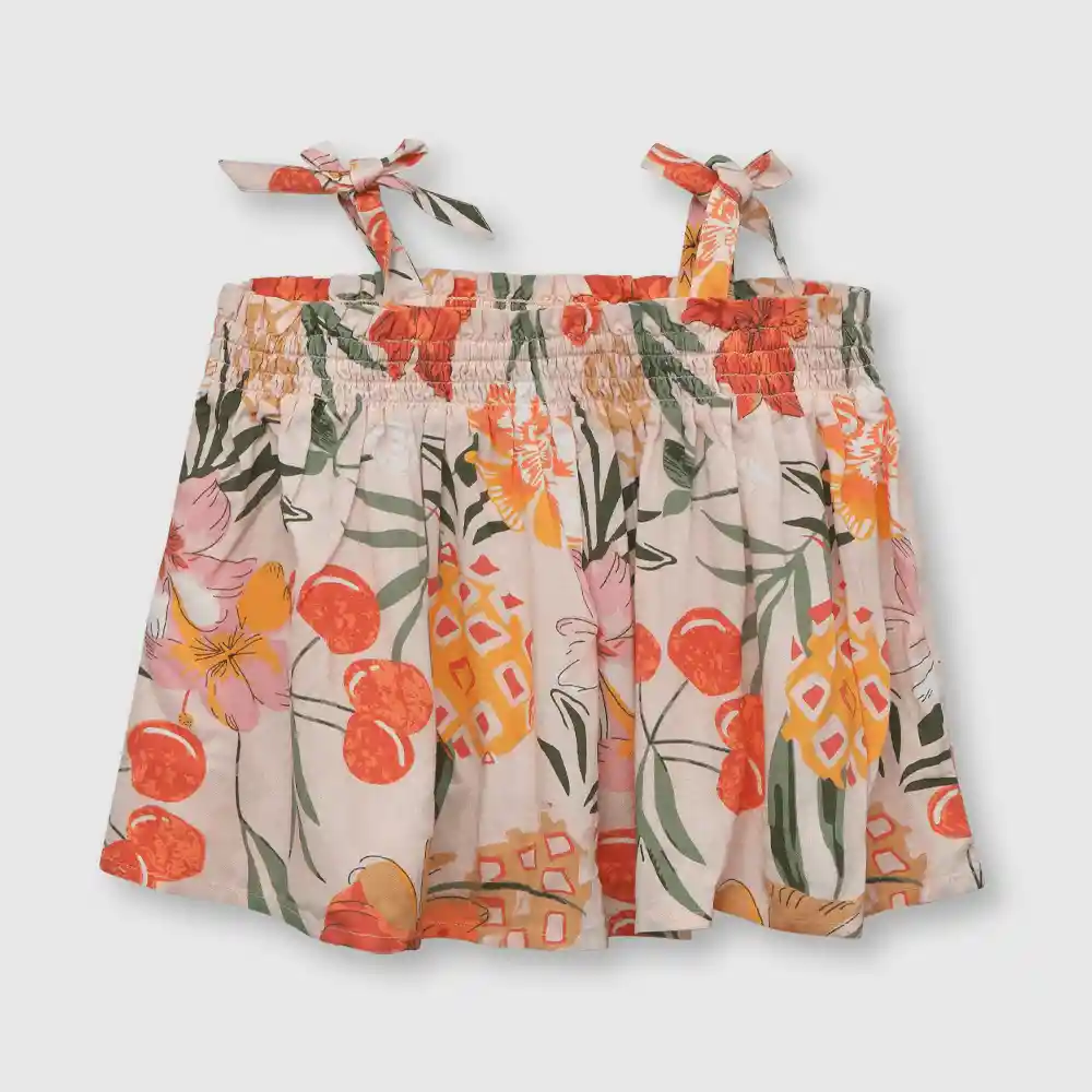 Blusa Tropical De Niña Damasco Talla 10a