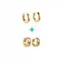 Pack Aros 2 Par De Argollas Lisa Piercing Chapada En Oro 18k