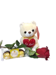 Oso De Peluche 16cms Con Rosa Y Ferrero Rocher