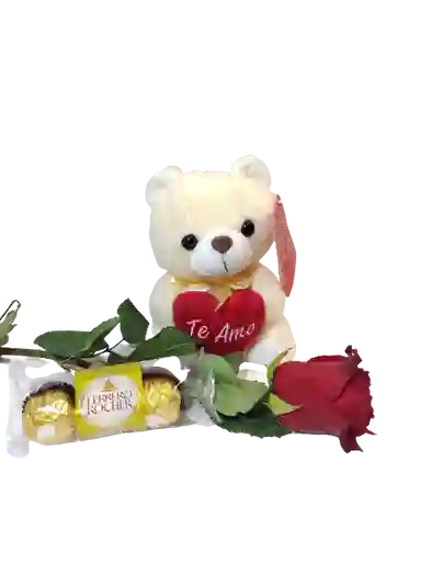 Oso De Peluche 16cms Con Rosa Y Ferrero Rocher