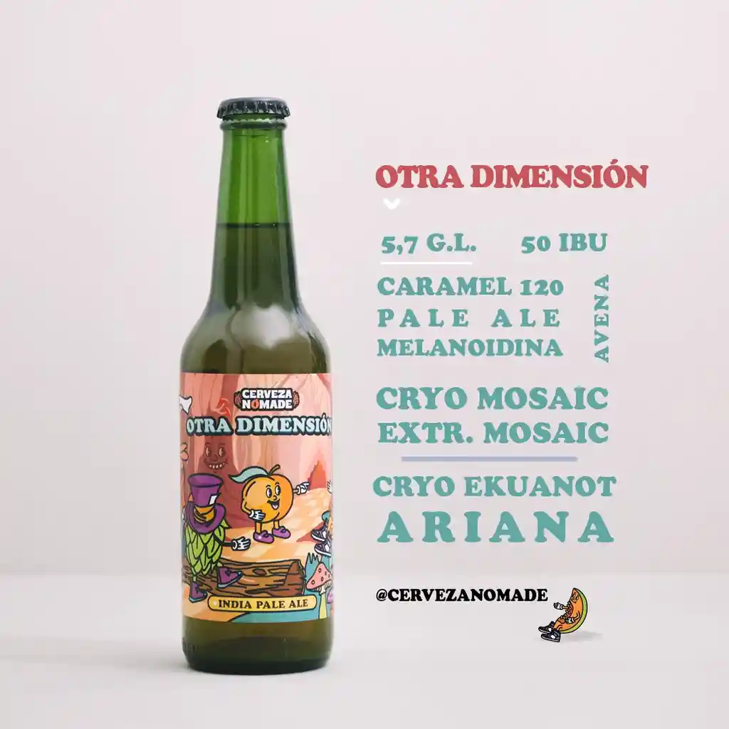 6 Cerveza Artesanal Nomade Otra Dimension Ipa 5,7° Botellin 330cc