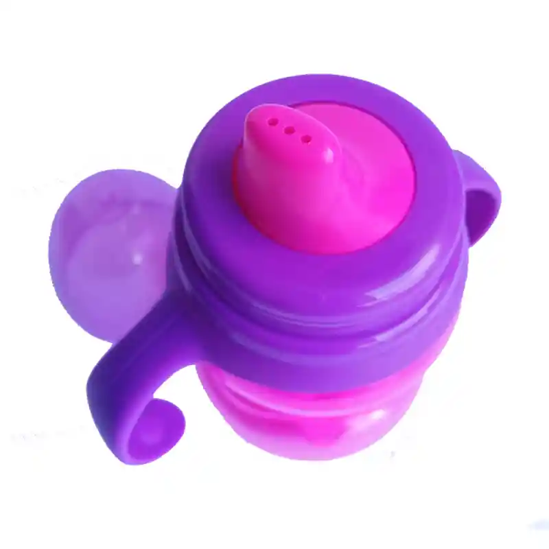 Vaso Entrenamiento Doble Boquilla Botella Manilla Bebe Niños (rosa)