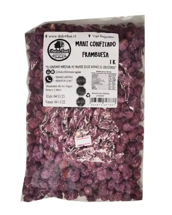 Maní Confitado Frambuesa 500 Gr