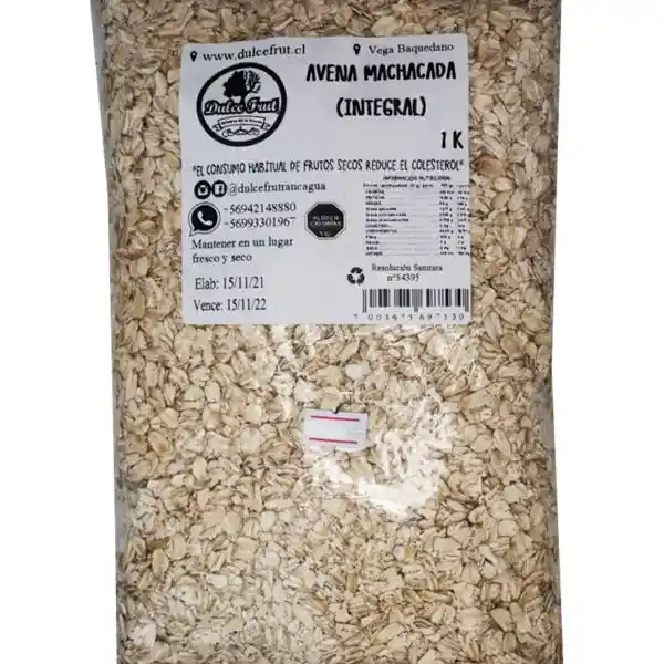 Avena Machacada Integral 1 Kilo