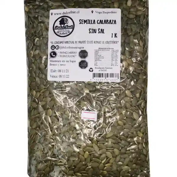 Calabaza O Zapallo Sin Sal 250 Gr