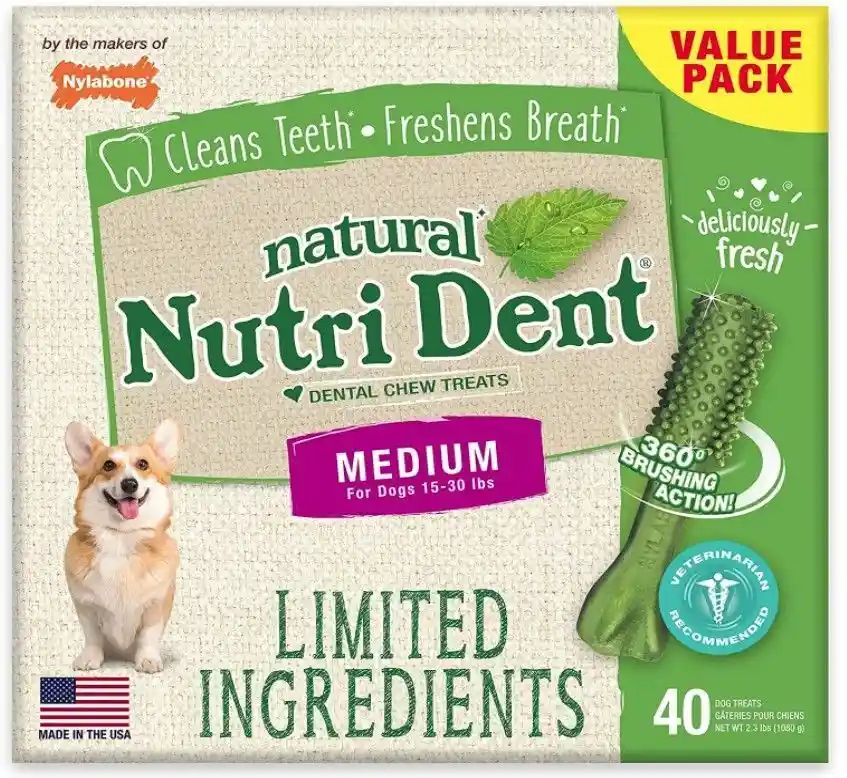 Nutri Dent - Cepillo Dental Comestible Para Perros Caja 40 Unidades