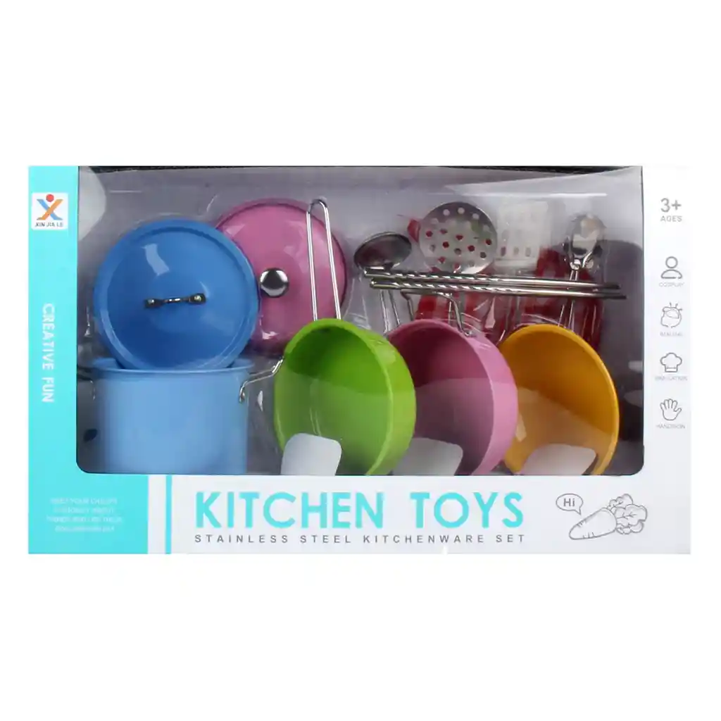 Set De Cocina Metalico Colores 37x22 Cm Nobel Toys