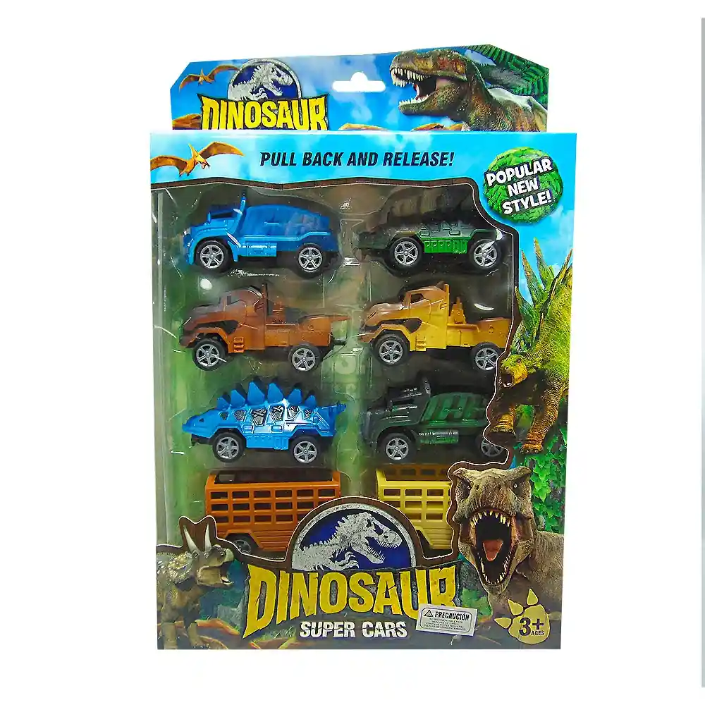 Set De Vehiculos Dinosaurio 8 Piezas 32x21 Cm Nobel Toys
