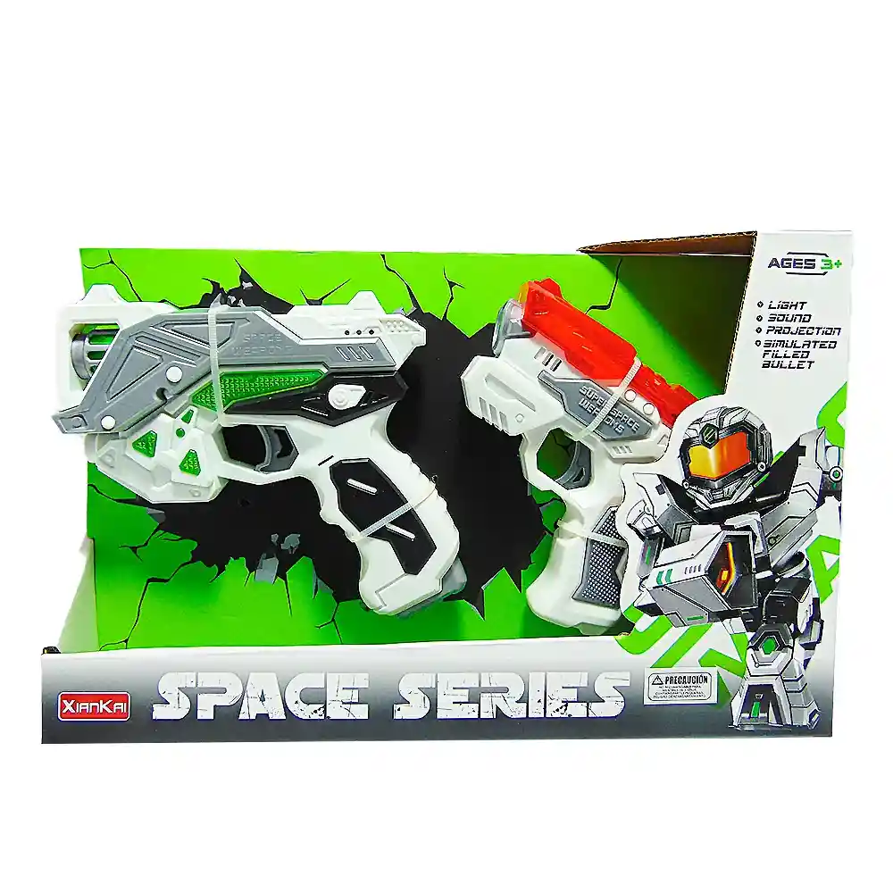 Set Pistolas Con Sonido Y Luz 2 Piezas 32x21 Cm Nobel Toys