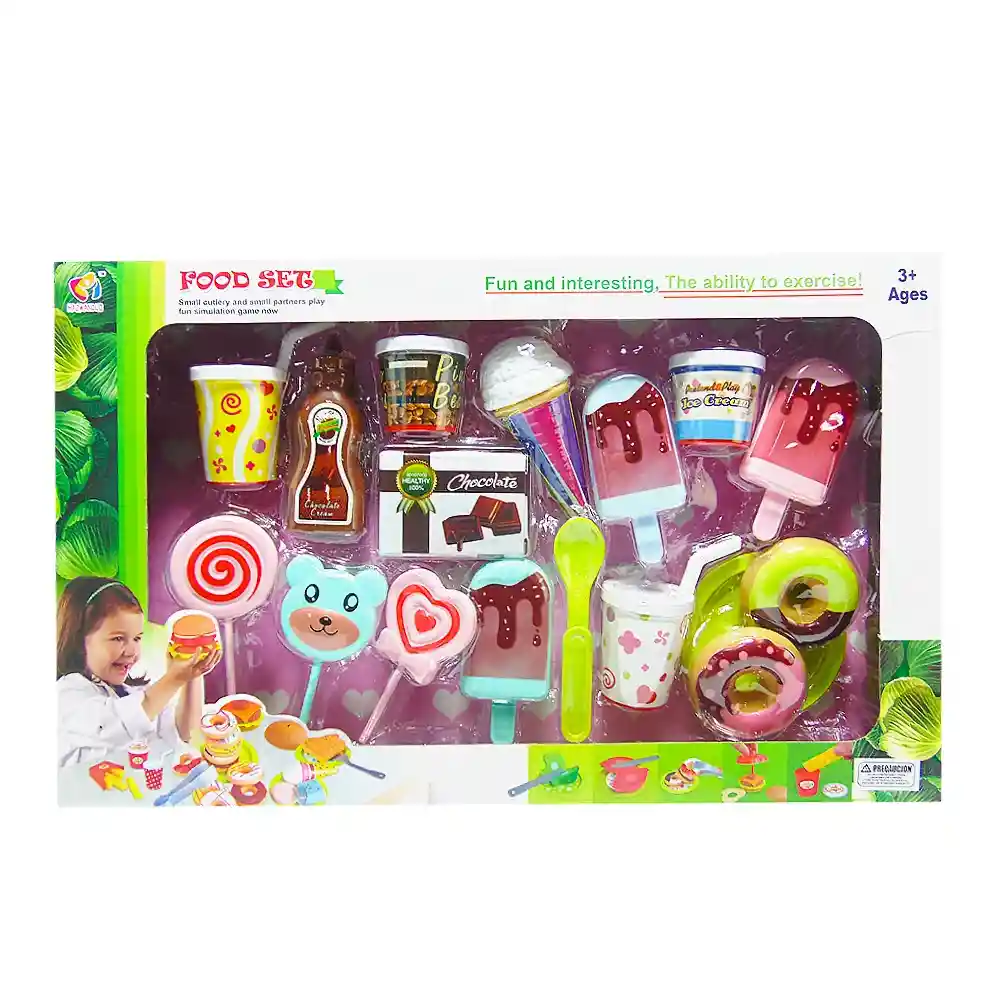 Set De Comida Y Helados 16 Piezas 41x26 Cms Nobel Toys