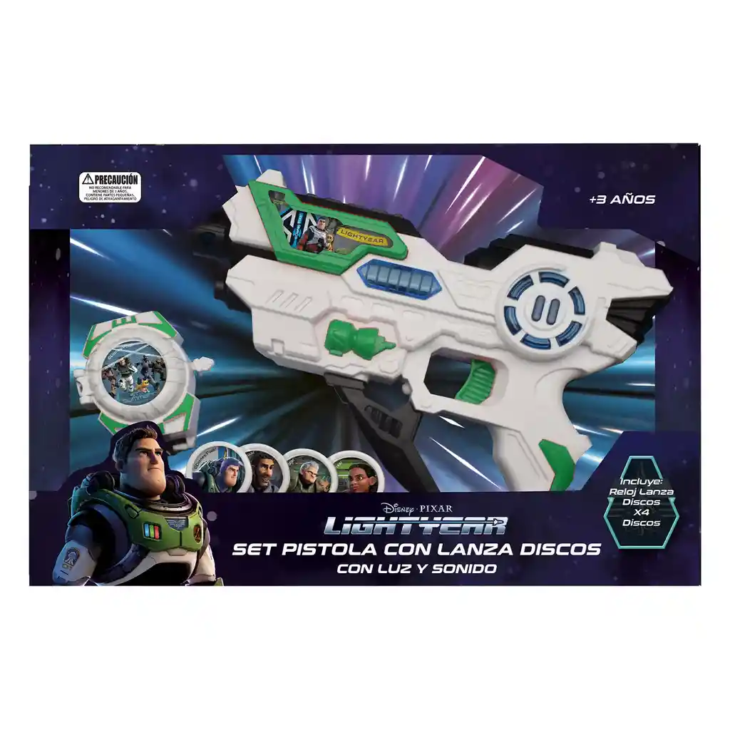 Set Pisetola Lanza Discos Con Luz Lightyear Disney