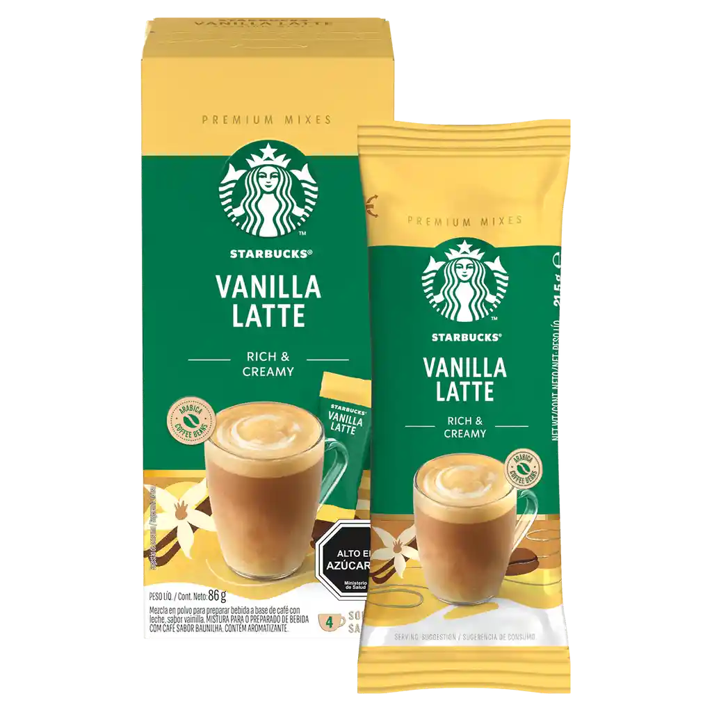 Café Starbucks® Vainilla Latte 86g 4 Sobres