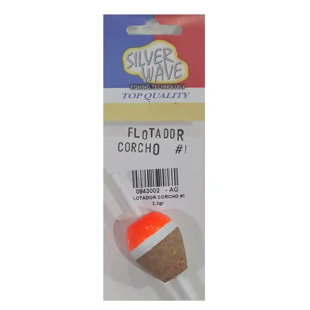 Flotador Corcho Silver Wave #1 2,5gr 3cms Naranjo/blanco