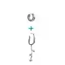 Pack Earcuff Rosa Argolla Unidad Plateada Piercing Moderno