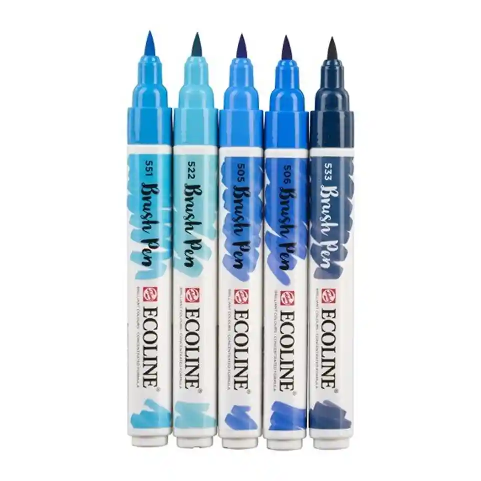 Brush Pen Ecoline - Set De 5 Lápices Azul