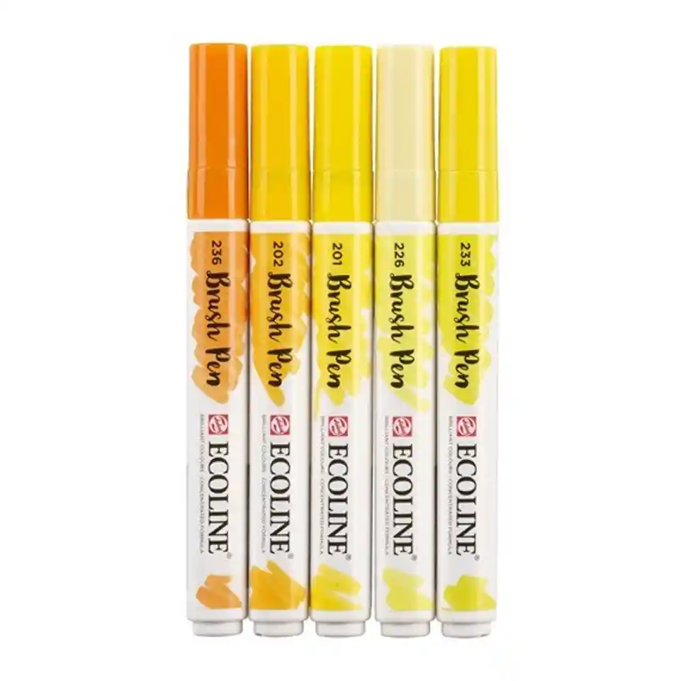 Brush Pen Ecoline - Set De 5 Lápices Amarillo