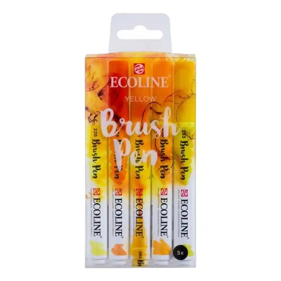 Brush Pen Ecoline - Set De 5 Lápices Amarillo