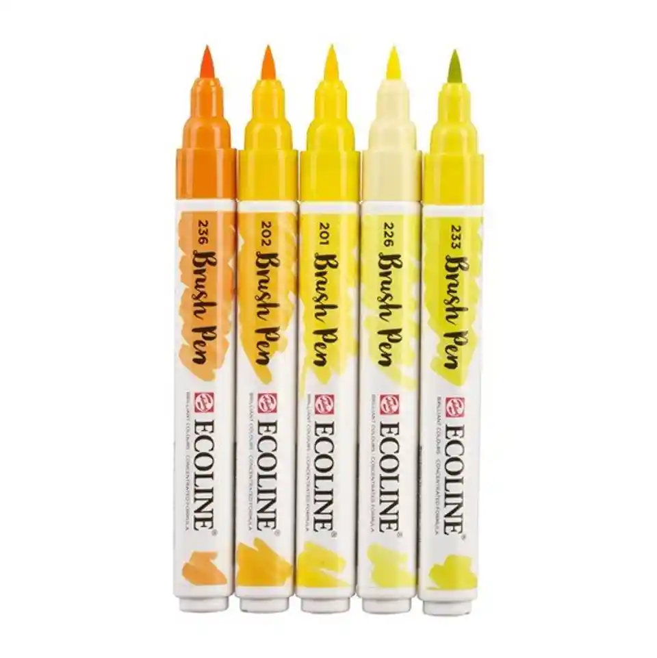 Brush Pen Ecoline - Set De 5 Lápices Amarillo