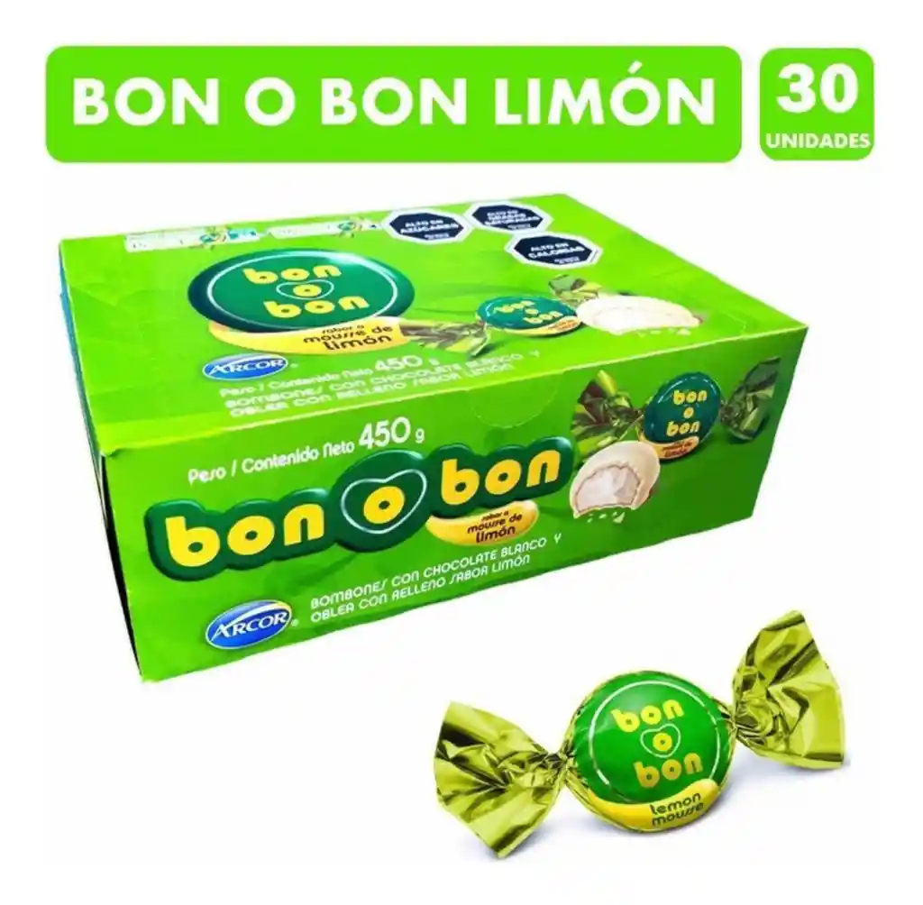 Bombones Bon O Bon Sabor Mousse De Limón Bandeja 450gr