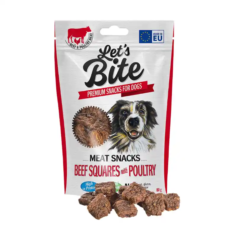 Brit Let´s Bite Meat Snacks Beef Squares With Poultry 80 Gr