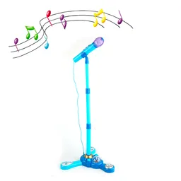 Microfono Pedestal Juguete Mp3 Luces Infantil Juguete Niños (celeste)