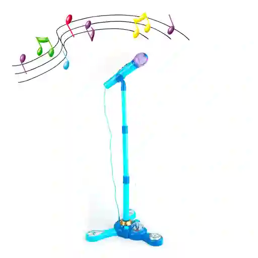 Microfono Pedestal Juguete Mp3 Luces Infantil Juguete Niños (celeste)