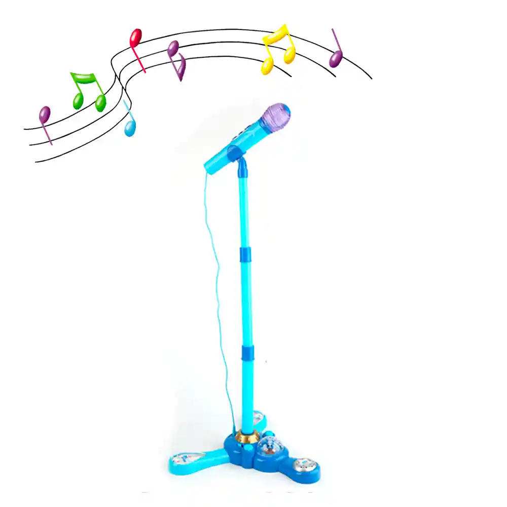 Microfono Pedestal Juguete Mp3 Luces Infantil Juguete Niños (celeste)