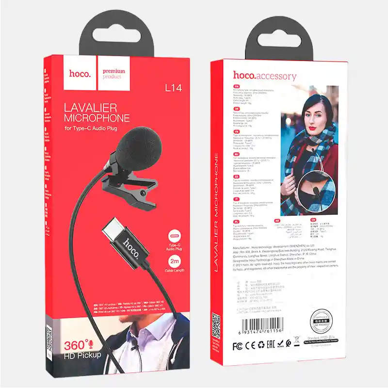 Microfono Lavalier Tipo C Con Cable De 2 Metros