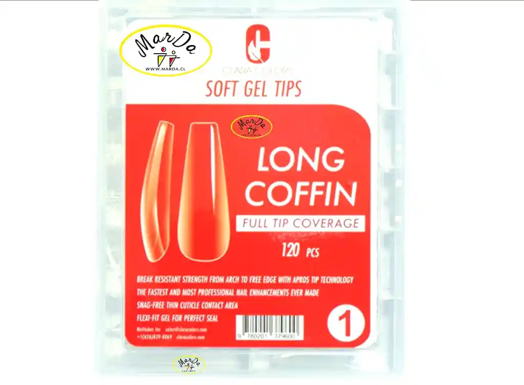 120 Tips Soft Gel Long Coffin Clara Colors #1