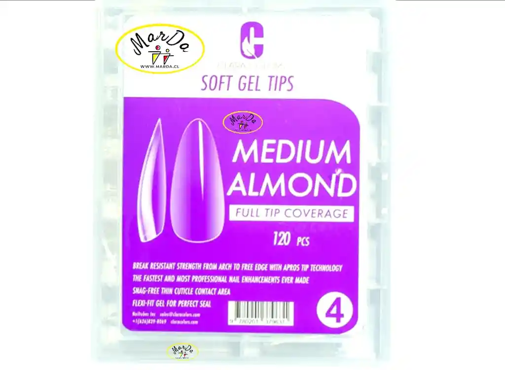 120 Tips Soft Gel Medium Almond Clara Colors #4