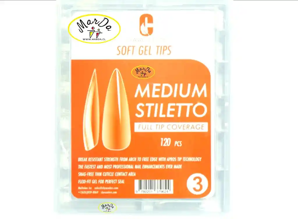 120 Tips Soft Gel Medium Stiletto Clara Colors #3