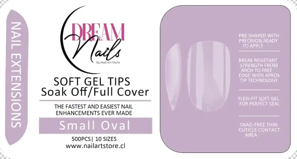 500 Tips Soft Gel Dreams Nails A Eleccion Small Oval (500 U)