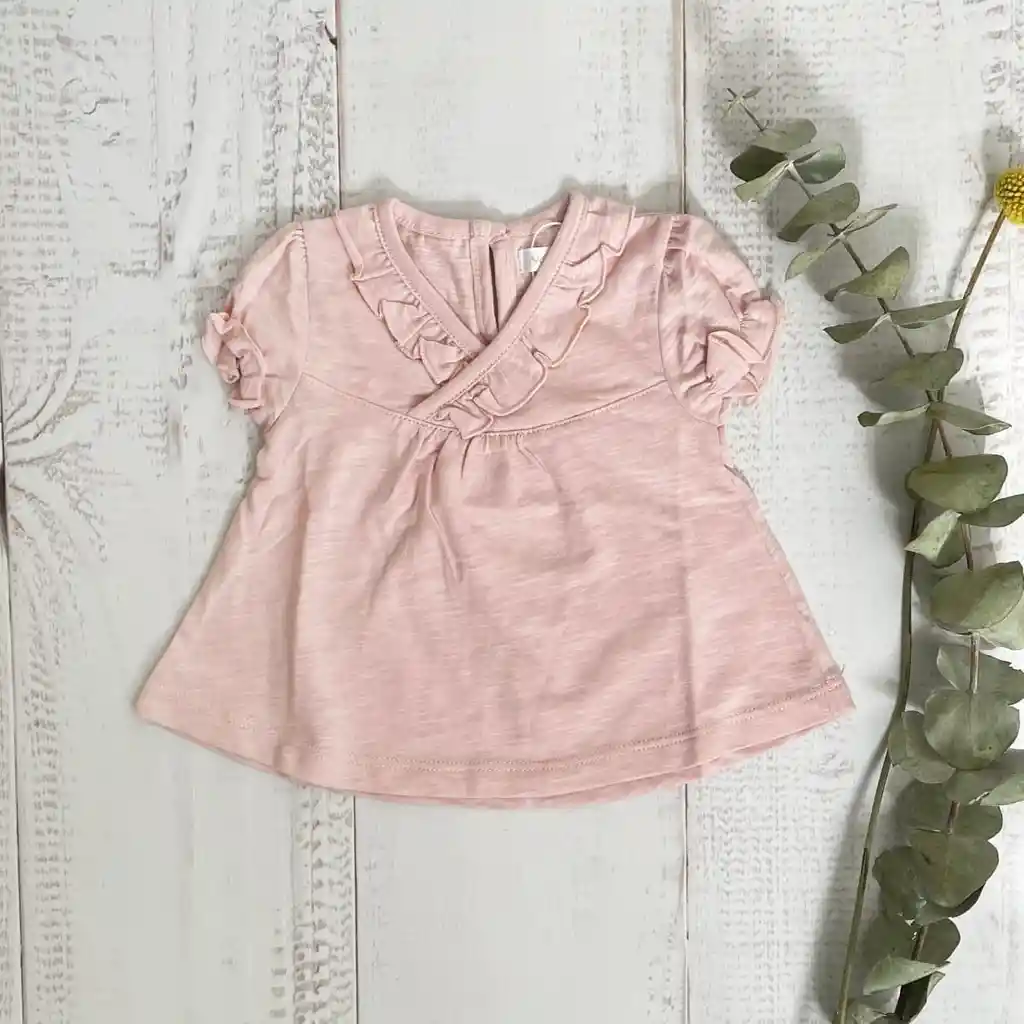 Blusa M/c Maya Rosado Talla 6/9 Meses