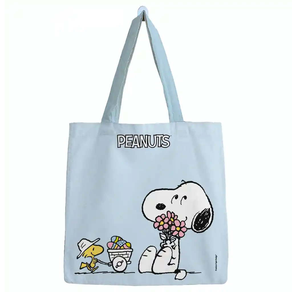 Bolsa Algodón Grande Snoopy Woodstock En El Jardin