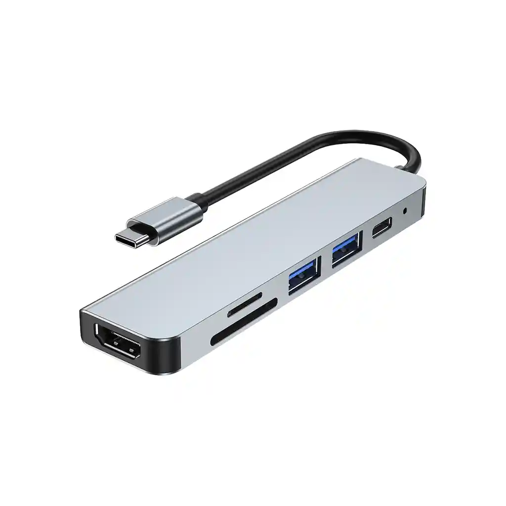 Hub Usb-c 6 En 1 Con Usb3.0 X 2, + Lector Tf+sd, Hdmi 4k, Pd
